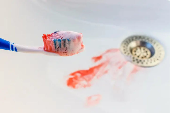 bleeding gums blood in sink – PerioTrap